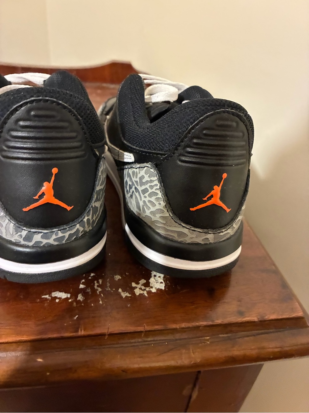 Jordan Men’s Low Top Sneakers - Black/Orange/Grey Elephant Print